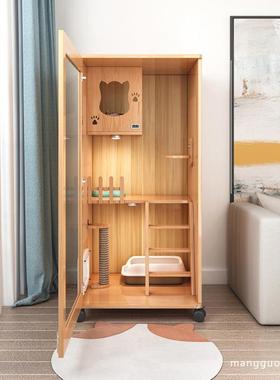 猫别墅猫实笼子家木窝用室内猫柜猫双IND层猫屋猫房子超大空间猫