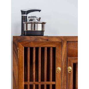餐边柜茶几茶桌储 A9L奥坎茶水柜实木大板边柜家用泡茶台原木中式