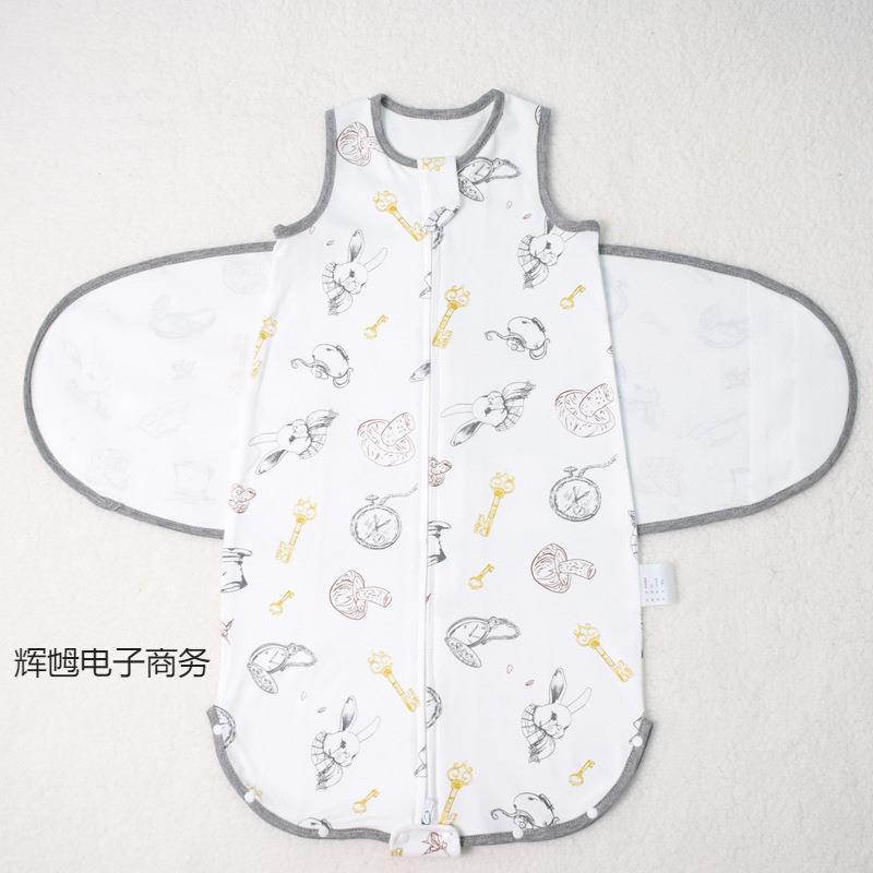 初儿襁婴Pfmsjdad式睡通袋防惊跳包巾春夏四季用薄款宝宝褓抱被防