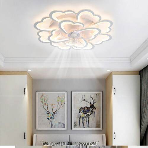简智约代扇灯232led能现静音客厅卧室吸顶风扇灯中山吊灯具