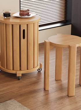 组实木叠叠乐凳子家用餐桌凳47507放客厅可茶几备用凳合滑叠轮移