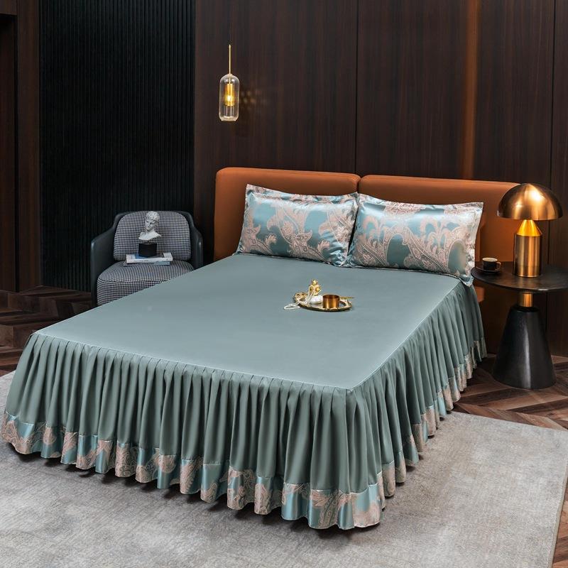 欧贡缎提花套32080670式床裙款床罩被套1.5m1.四件8米2m双人床上