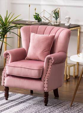 美艺单人布家用沙发约欧式式简复53596古老虎椅皮艺小户型阳台懒