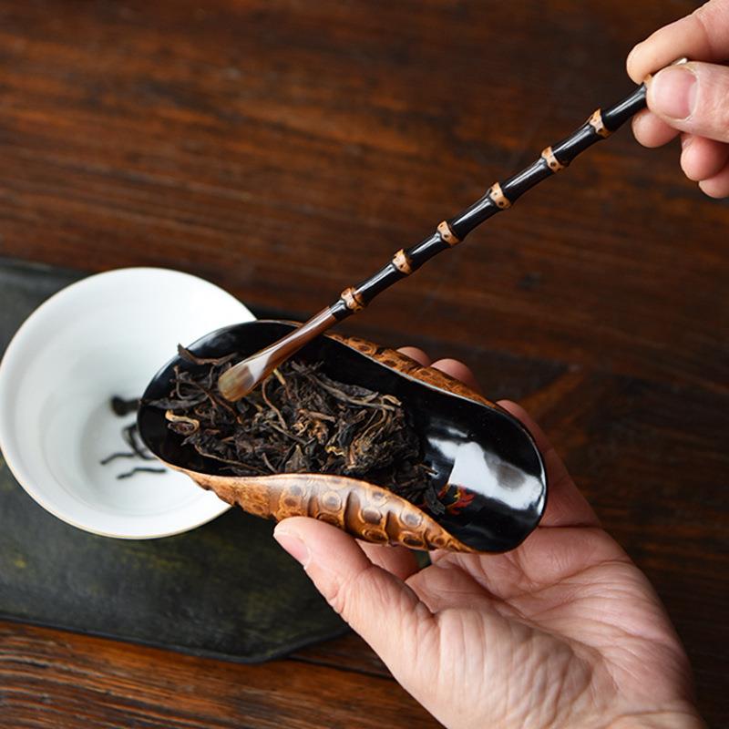 天套然紫节茶道件镶花牛KEQ角茶三拨茶针竹搁架手工竹竹制茶道零
