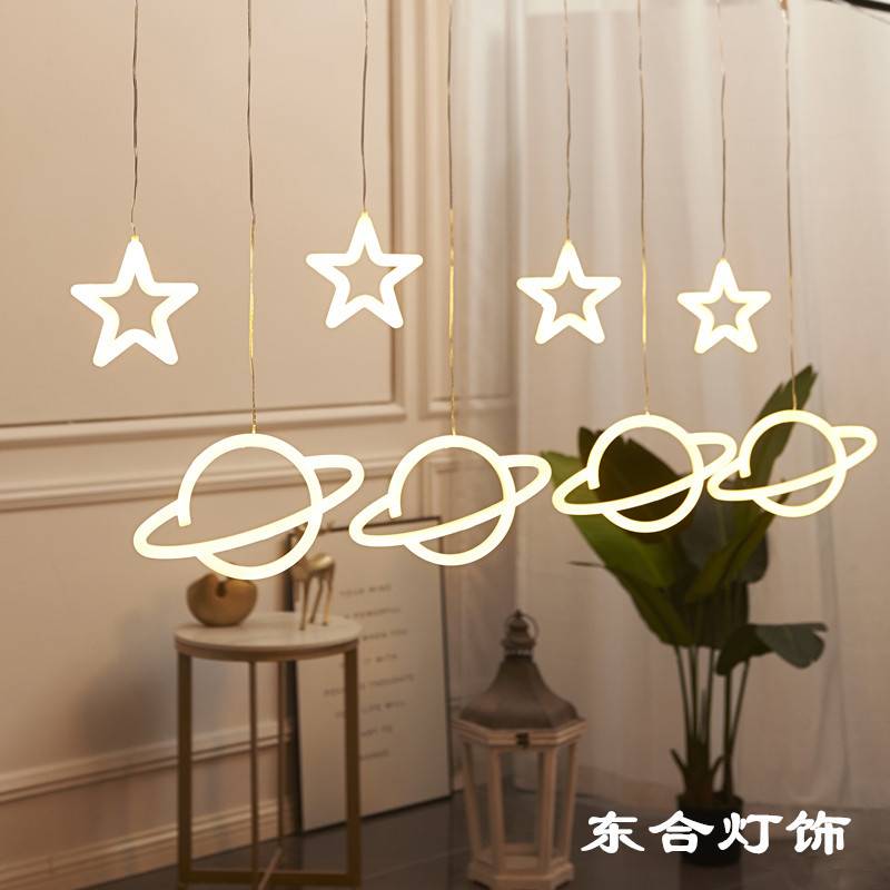 亚马逊网红背景星星灯24V变压器窗帘灯节日房间布置圣诞装饰
