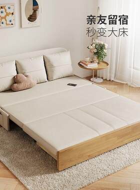 Yla系可叠实木沙发床家用日卧QTQ室多功能带储物可折收用纳一体两