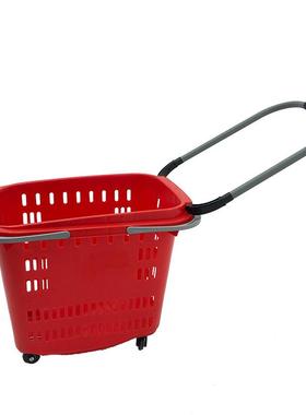 厚款45L合金拉杆市03215超购物铝篮塑料手拖拉篮