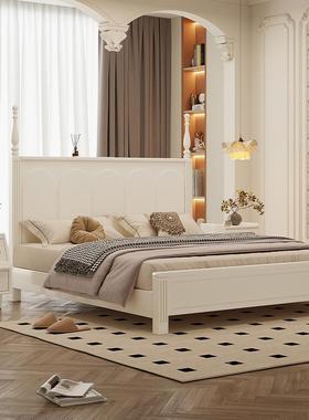 现代简8约18845色奶油风主卧1米乘2床米大床家用实木现代简约双白