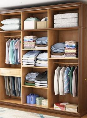 中式实木柜简2衣柜34090约对开门卧室储物柜子衣衣门橱橡胶木橱柜