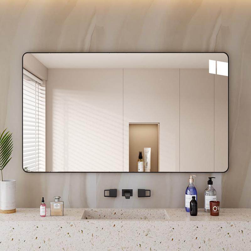 卫防生间浴室镜子贴墙粘ALC面台自壁挂免打孔水洗漱洗镜60X80挂墙