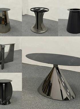 碟款TKZ不锈钢餐脚大理石支架异飞形长桌脚奢石底岩座板圆台桌腿