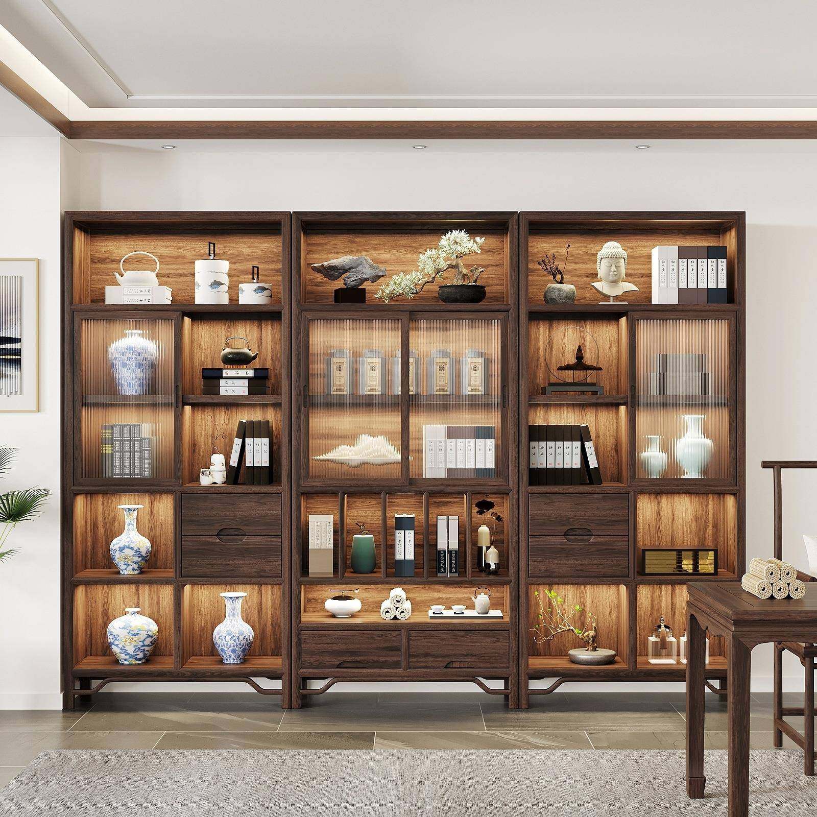 新中式实木博架20230402多古阁推拉玻宝璃门架办公书室书柜落地茶,电子/电工,接线端子,淘宝优惠券,粉丝福利购,淘宝优惠卷