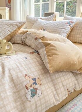 全四件套10棉CM22121小清纯新宿舍被套三件套床棉笠全棉600s斜纹