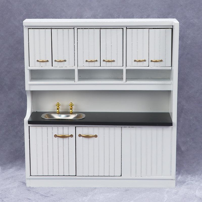 h1:12色娃娃屋dolM653-654loue迷你厨房场s景白厨房2件套