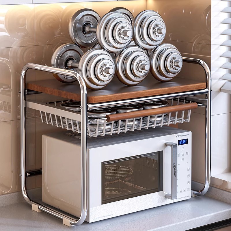 25新款中d古风微波炉置物架厨房电器台面电饭煲收纳多功能烤箱支