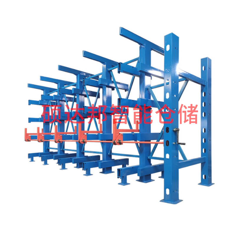 悬臂货架重型伸缩货架仓库x型材钢管存放架手摇伸缩悬臂货架
