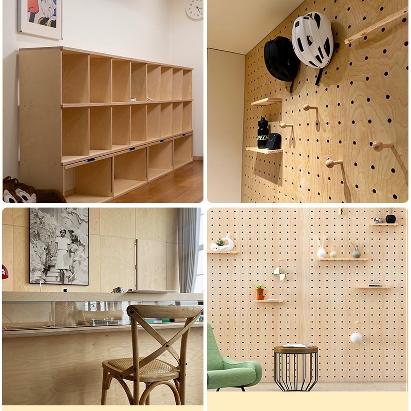 桦木洞洞板定制实木海洋板置物架挂板墙面K入户门玄关装饰墙展示