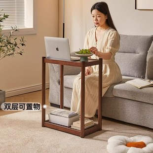 实木主机箱托架台式电脑主机放置柜打印机置物架双层支架移动底座