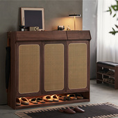 实木鞋 柜家用门口大容量s多层超大黑胡桃木玄关柜入户收纳储物柜