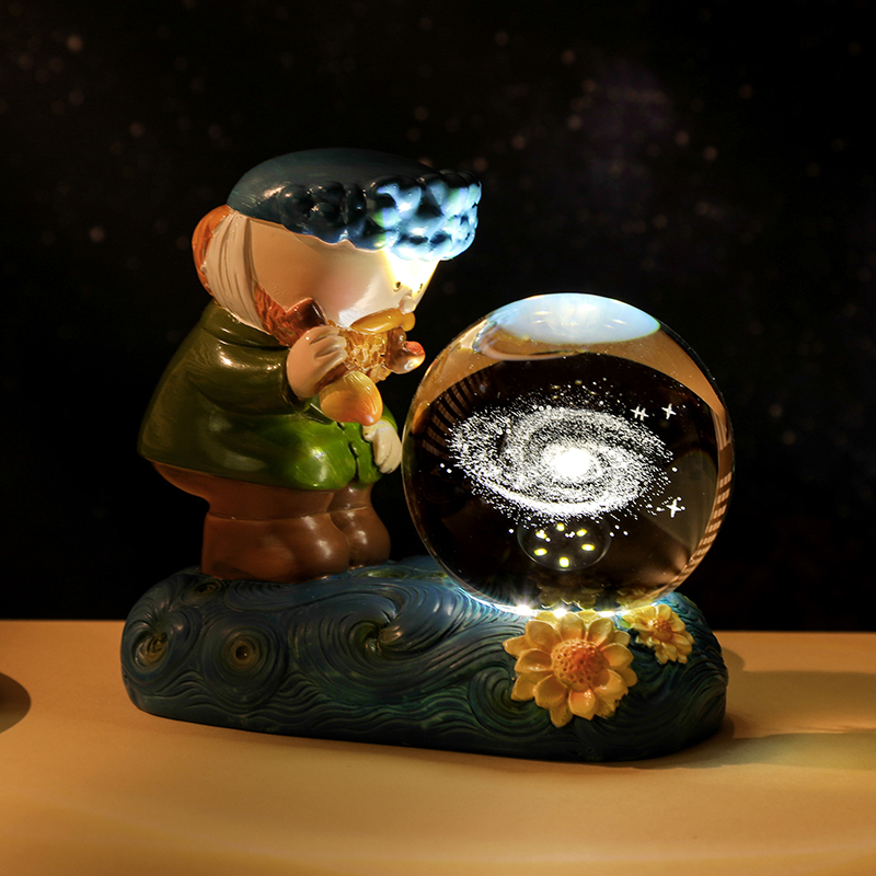 梵高星空水晶球小夜灯摆件高级感小E众实用生日礼物女生闺蜜送女