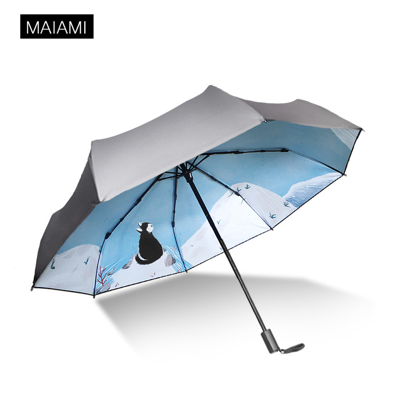 太阳伞女双层防晒防紫外线女遮阳伞晴雨两用伞三折叠黑胶手绘插画,居家日用,伞,淘宝优惠券,粉丝福利购,淘宝优惠卷