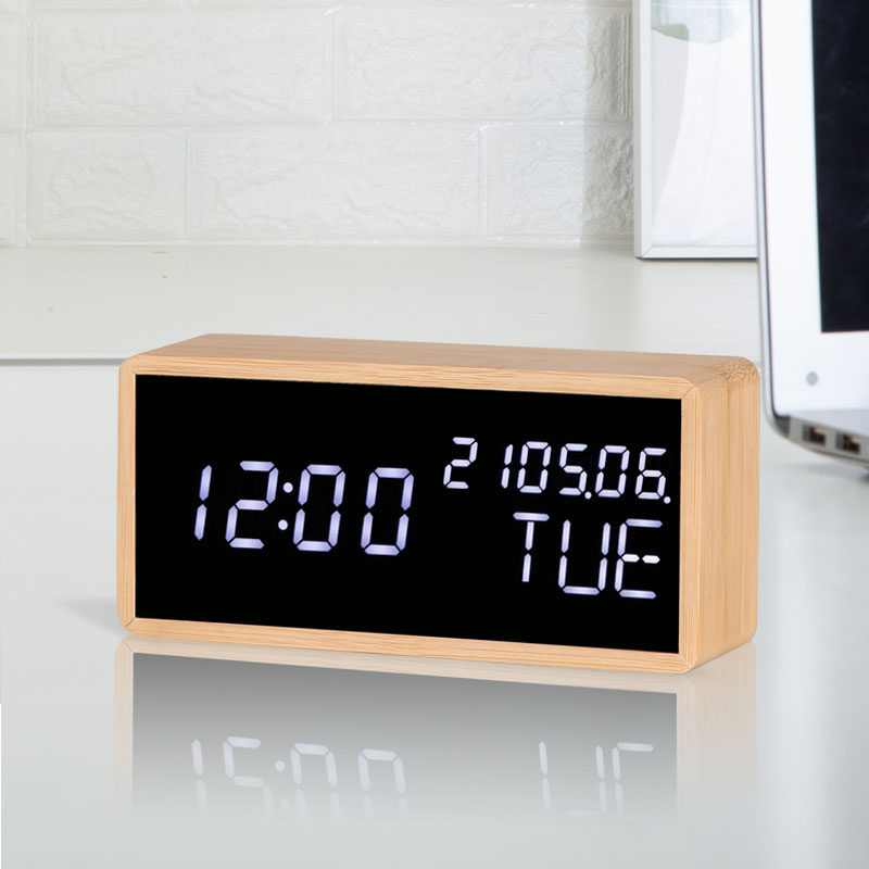 万年历电子闹钟镜面静音时钟木质表欧式桌面座钟卧室床头夜光闹表,家居饰品,台钟/闹钟,淘宝优惠券,粉丝福利购,淘宝优惠卷