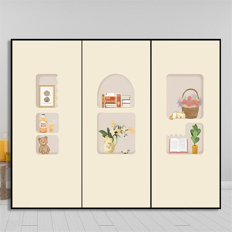 定制卧室简约卡通衣柜贴纸翻新自粘美化玻璃门贴画防水防油装饰画,家居饰品,软装墙贴,淘宝优惠券,粉丝福利购,淘宝优惠卷