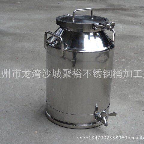 不锈钢储罐密封罐带盖手柄银色储存罐带龙头