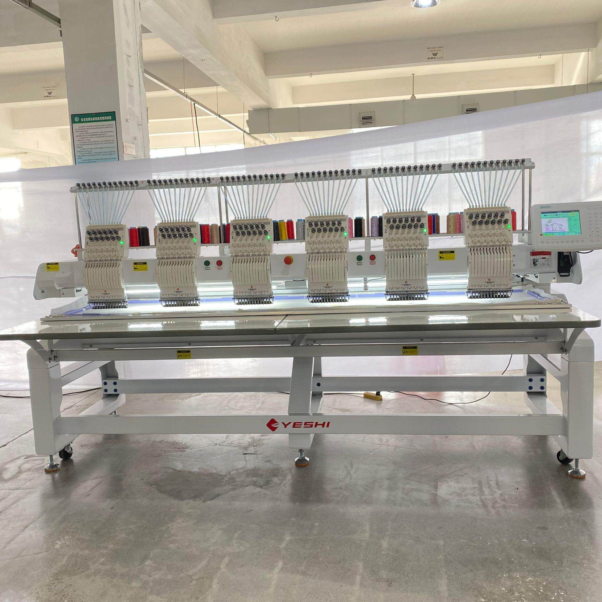【叶氏厂家直供】12针六头商用型电脑绣花机 帽子成衣刺绣机 - 实物图