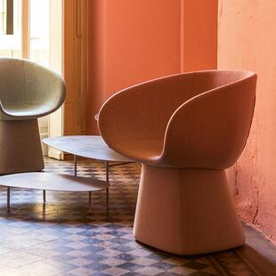 北欧渐变双休色弯布艺家用餐酒店闲设计师仕0180板异形椅接待单人