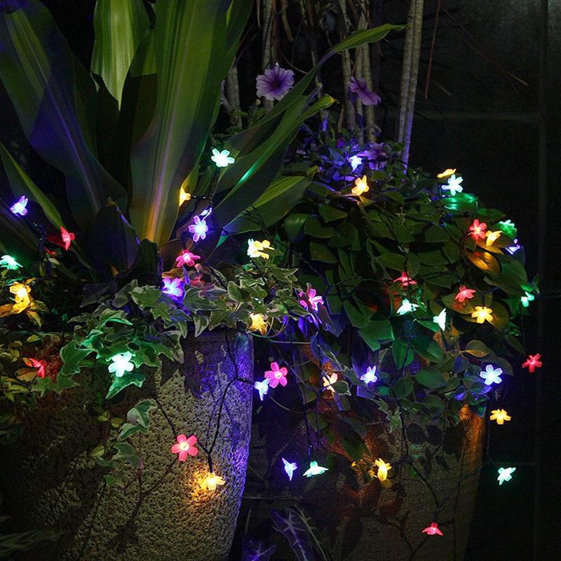 eston String Fli桃ghts 户外装饰太o阳能桃灯花串 庭院装饰灯串