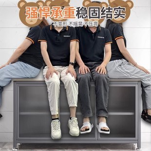 对开门厨房置物架落地多层岩板收纳柜多功能微波炉烤箱切菜储物柜