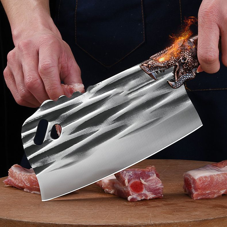 青龙头锻打纹斩切刀厨房家用菜刀