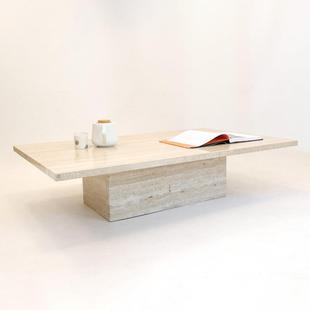 北欧现代简约大理石茶几轻奢天然洞石客厅茶桌小户型大气高级茶台