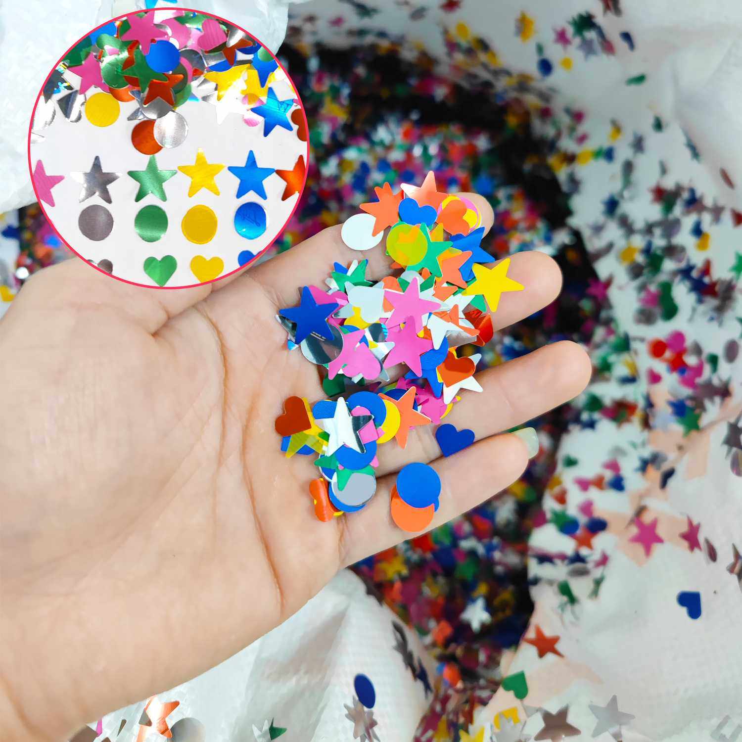 礼花枪亮片纸片混色礼花枪填充物充气礼花枪填充小亮片五角星爱心,节庆用品/礼品,礼花/礼炮,淘宝优惠券,粉丝福利购,淘宝优惠卷