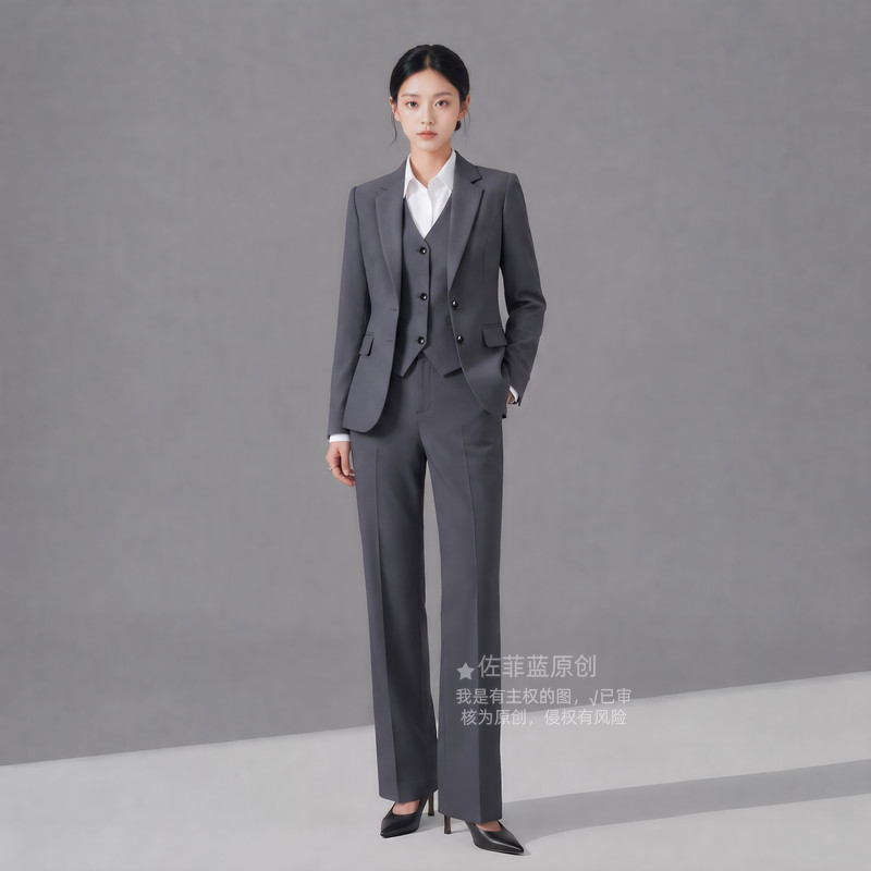 灰色女西装套装秋季高级感面试图片