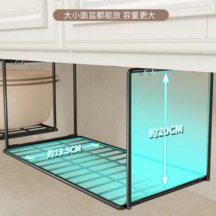 免打孔柜下洗脸盆架壁挂盆子收纳架神器可折叠洗漱台底部置物架