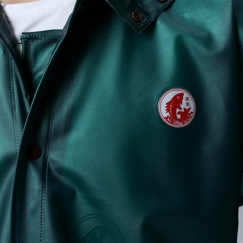 大渔厂渔友牌PVC海胶布珠光长款连体雨衣长身雨披户外徒步旅行