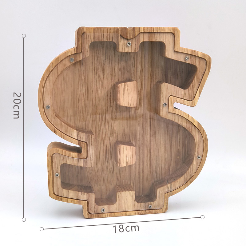 木质存钱罐钱箱存銭罐储钱罐摆件卡通透明礼品圣诞节圣诞树压岁钱