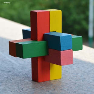 孔明锁六根锁鲁班锁智力解环木制小学生儿童益智玩具