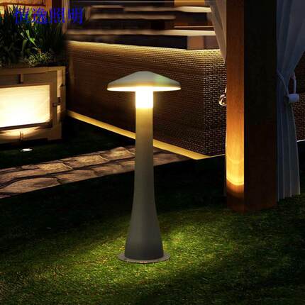 户外花园LED草地灯铸铝蘑菇形别墅庭院简约景观灯铝制品草坪灯