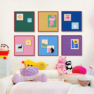 自粘照片墙客厅卧室餐厅装 饰多巴胺毛毡板墙贴免打孔留言板展示板