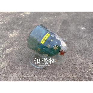 包邮 sup双层玻璃杯隔热雪花星星印花杯男女情侣带杯盖办公室家用
