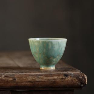 陶瓷建盏单杯主人杯大号功夫茶杯 景德镇纯手工玛瑙绿窑变品茗杯