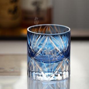 清酒烈酒杯家用啤酒杯 鱼戏江户切子玻璃茶杯酒杯威士忌洋酒杯日式