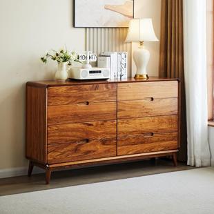 乌金木斗柜八斗柜抽屉柜电视柜收纳实木柜现代简约中式储物柜原木