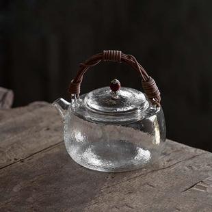 烧水壶提梁壶明火煮茶壶 手工玻璃加厚水壶煮茶器茶壶茶具家用日式