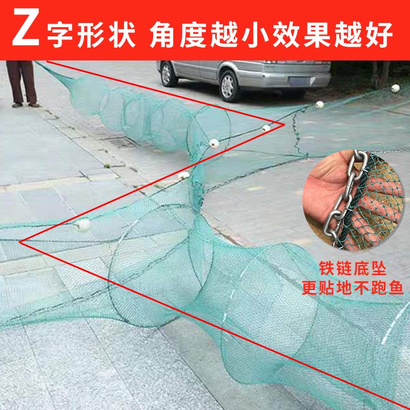 双尾鱼网双向网清塘网鱼塘网鱼笼虾笼折叠八字网自动渔网虎口网具
