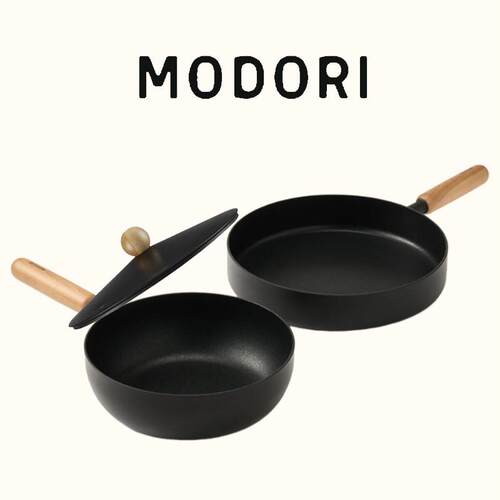 韩国进口modori平底不沾锅家用黑纹理炒锅煎锅电磁炉燃气通用
