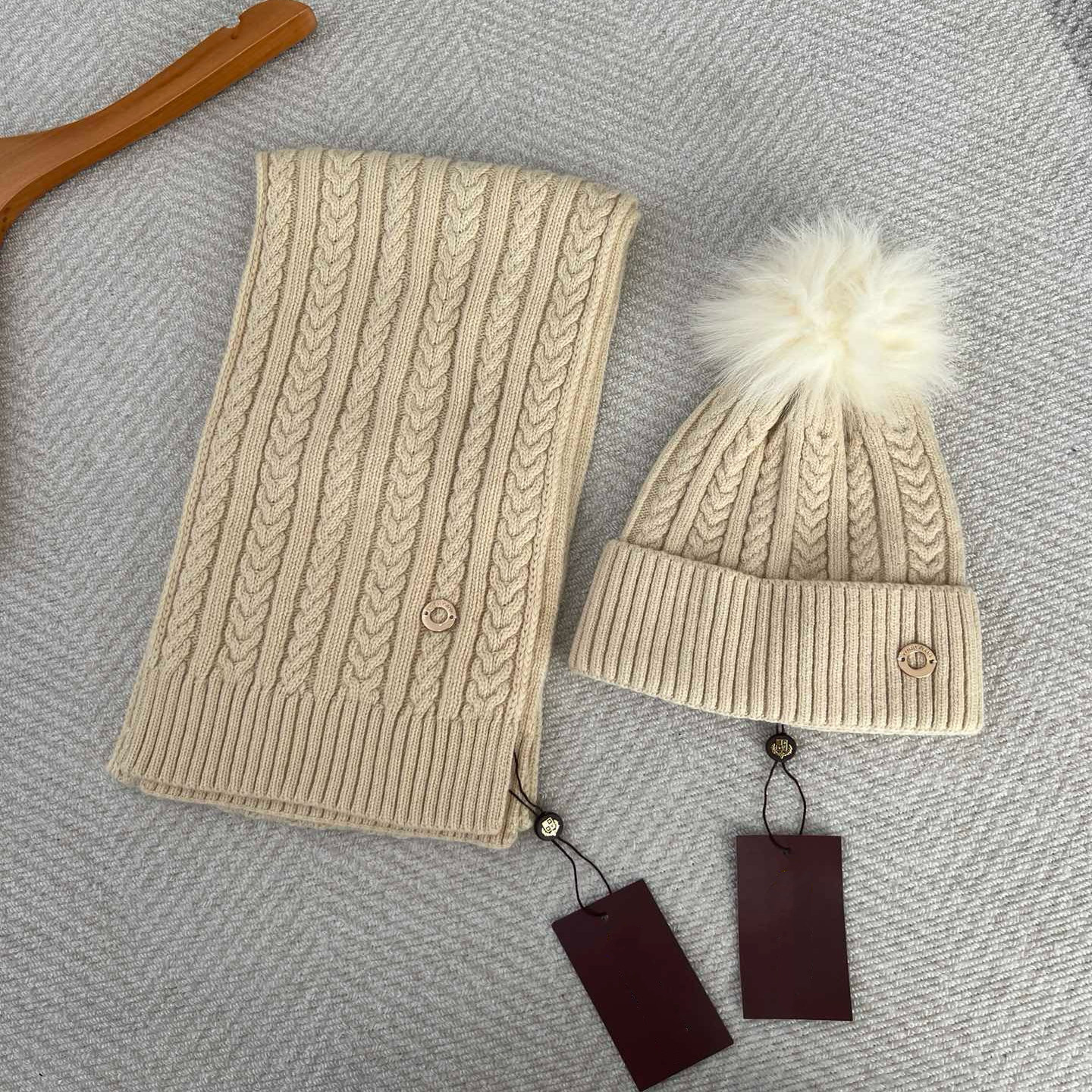 余少量！L～P羊毛毛球针织帽围巾套装秋冬粗毛线加厚保暖百搭帽子